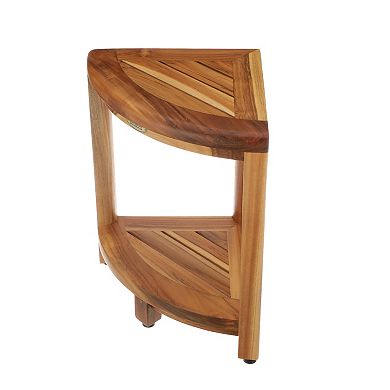 SnazzyCorner 18" Teak Wood Corner Shower Shaving Stool