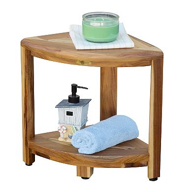 SnazzyCorner 18" Teak Wood Corner Shower Shaving Stool