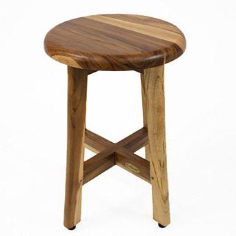 Shoji 18" Teak Wood Shower Stool With 12" Round Seat