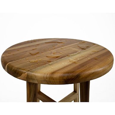 Shoji 18" Teak Wood Shower Stool With 12" Round Seat