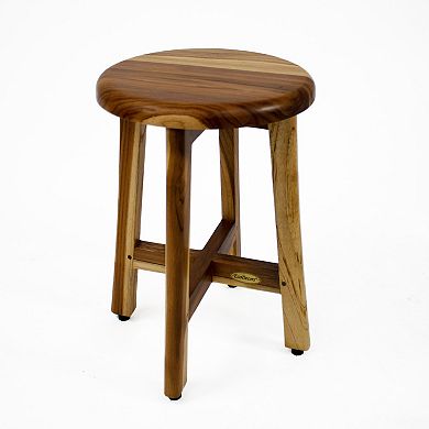 Shoji 18" Teak Wood Shower Stool With 12" Round Seat