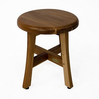 Shoji 13.5” Teak Wood Round Compact Shaving Shower Foot Stool