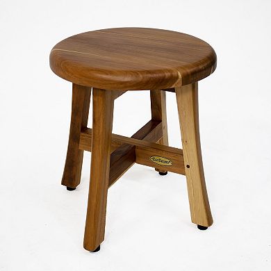 Shoji 13.5” Teak Wood Round Compact Shaving Shower Foot Stool