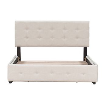 Merax Upholstered Platform Bed with Classic Headboard and 4 Drawers