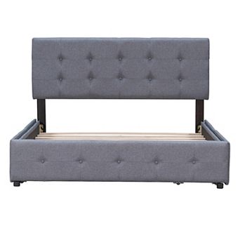 Merax Upholstered Platform Bed with Classic Headboard and 4 Drawers
