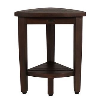 SnazzyCorner 16" Teak Wood Corner Shower Bench With Shelf