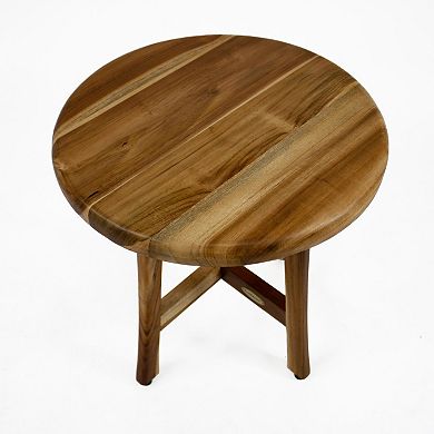 Shoji 18” Teak Wood Round Shower Seat or Side Table