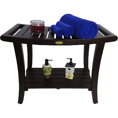 Harmony 30" Teak Wood Shower Bench With Shelf And LiftAide Arms