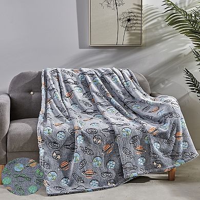 Outer Space Micro Plush Decorative All Season Throw Blanket Dreamy Nights And Cosmic Ambiance