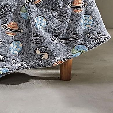 Outer Space Micro Plush Decorative All Season Throw Blanket Dreamy Nights And Cosmic Ambiance
