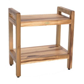 Eleganto 24" Teak Wood Shower Bench With LiftAide Arms And Shelf