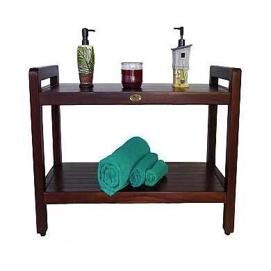 Eleganto 35" Teak Wood Shower Bench With LiftAide Arms And Shelf