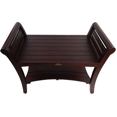 Symmetry 30" Teak Shower Bench With Shelf And LiftAide Arms
