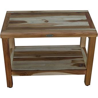 Eleganto 24" Teak Wood Shower Bench With Shelf