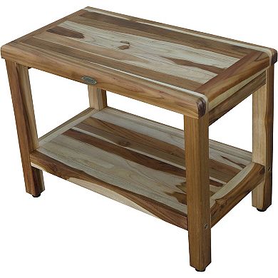 Eleganto 24" Teak Wood Shower Bench With Shelf 