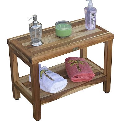 Eleganto 24" Teak Wood Shower Bench With Shelf 