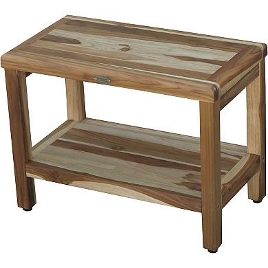 Eleganto 24" Teak Wood Shower Bench With Shelf 