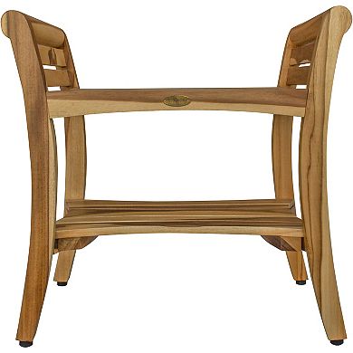 Symmetry 24" Teak Shower Bench With Shelf And LiftAide Arms