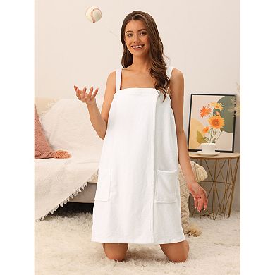 Womens Towel Wrap Bathrobe Spa Towels Robe with Adjustable Closure for Gym Shower