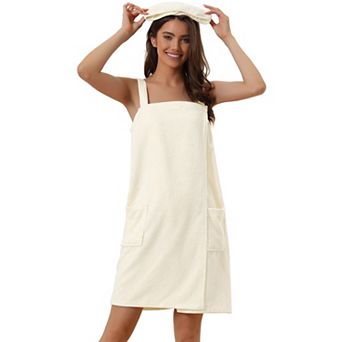 Womens Towel Wrap Bathrobe Spa Towels Robe with Adjustable Closure for Gym Shower