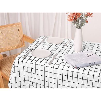 Rectangle Checkered Disposable Plastic Waterproof Table Covers 6 Pcs, 54" X 60"
