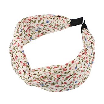 Retro Flower Knotted Headband Non-slip for Girl Pink Little Flower 5"x2.09"