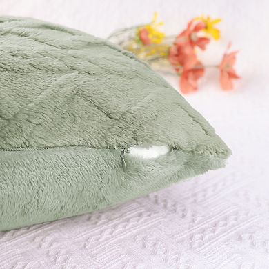 Short Plush Throw Solid Striped Soft Pillow Covers 2 Pcs 18" X 18"