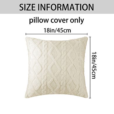 Short Plush Throw Solid Striped Soft Pillow Covers 2 Pcs 18" X 18"