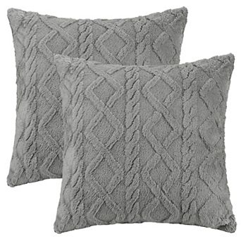 Short Plush Throw Solid Striped Soft Pillow Covers 2 pc 18" X 18"