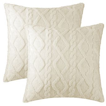 Short Plush Throw Solid Striped Soft Pillow Covers 2 pc 18" X 18"