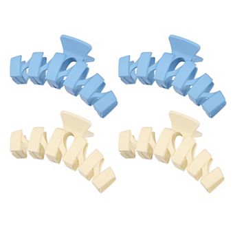 4 pc Hair claw Wave Hair Clips for Women Wave Clips Light Blue, Beige