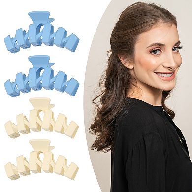 4 PCS Hair claw Wave Hair Clips for Women Wave Clips Light Blue, Beige