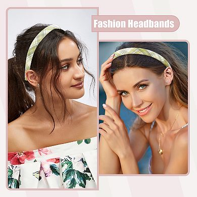 2 Pcs Artistic Plaid Headbands Hair Accessories For Women 0.67" Wide