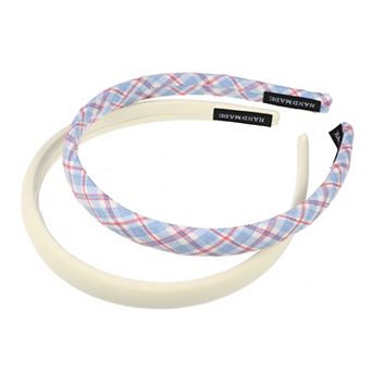 2 pc Artistic Plaid Headbands Hair Accessories For Women 0.67" Wide
