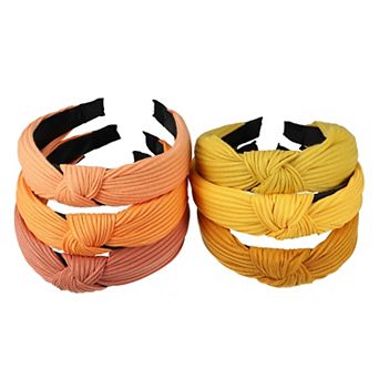 6 pc Wide Knotted Headbands Wide Headbands For Women Girl Yellow Orange 1.18"