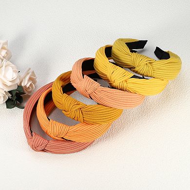 6pcs Wide Knotted Headbands Wide Headbands For Women Girl Yellow Orange 1.18"