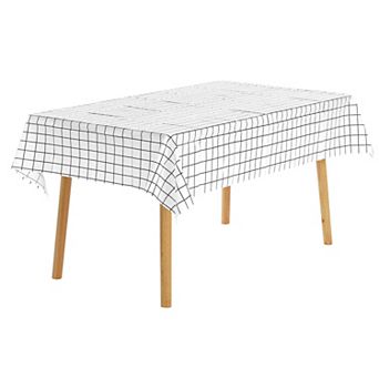 Rectangle Checkered Disposable Plastic Waterproof Table Covers 6 Pcs, 54" X 35"