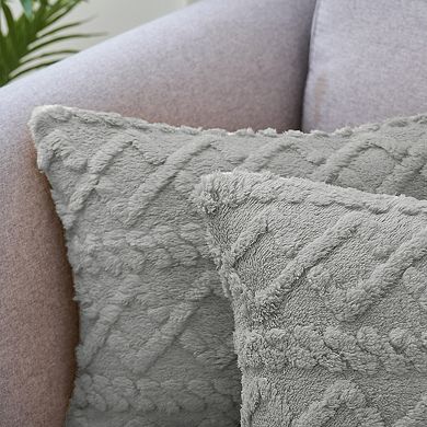 Short Plush Throw Solid Striped Soft Pillow Covers 2 Pcs 12" X 20"