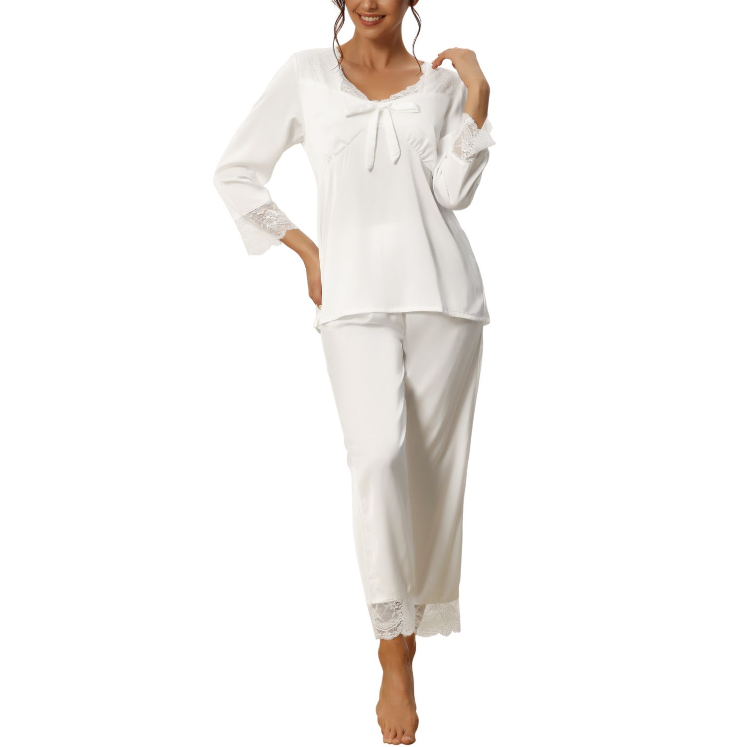 Women's Lace Pajama Set - Backless Crop Top Camisole & Low Rise Shorts 2-Piece Sleepwear - View #7