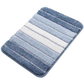 Microfiber Striped Bathroom Rugs Shaggy Soft Thick And Absorbent Bath Mat, 16" X 24"