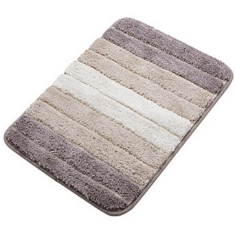 Microfiber Striped Bathroom Rugs Shaggy Soft Thick And Absorbent Bath Mat, 16" X 24"