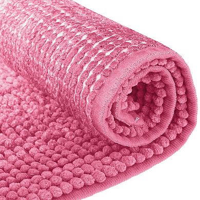 Contrasting Color Striped Non-Slip Plush Shaggy Bath Mat , 16" x 24"