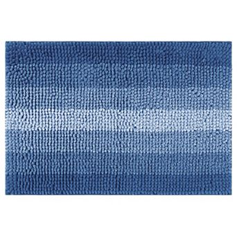 Contrasting Color Striped Non-Slip Plush Shaggy Bath Mat , 16" x 24"