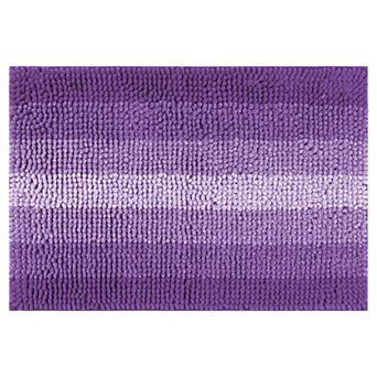 Contrasting Color Striped Non-Slip Plush Shaggy Bath Mat , 16" x 24"