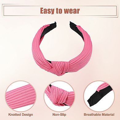 6 Pcs Wide Knotted Headbands Wide Headbands For Women Pink Orange Brown 1.18"