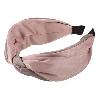 Color Block Satin Wide Headband Fashion For Girl Powder 1.97" Width