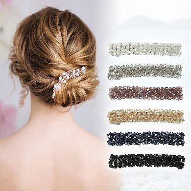 6 Pcs Hair Barrette Rhinestone Hair Side Clip Hair Accessories for Women Girls