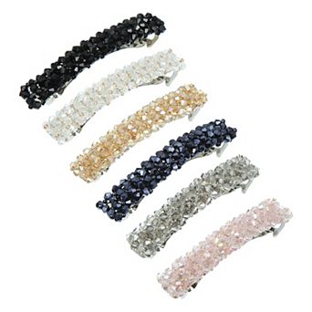 6 pc Hair Barrette Rhinestone Hair Side Clip Hair Accessories for Women Girls