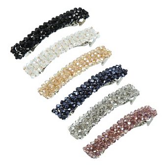 6 pc Hair Barrette Rhinestone Hair Side Clip Hair Accessories for Women Girls