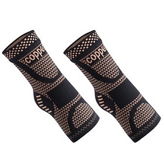 Pair Ankle Compression Sleeve Socks Ankle Brace Support Orange Black